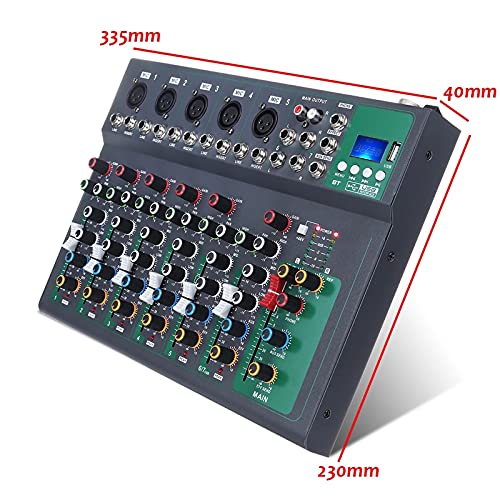WanuigH Audio-Mixer 7-kanaals Bluetooth Audio Mixer Control DJ-microfoon met LED Digitaal Display Muziekstroom… - Image 8
