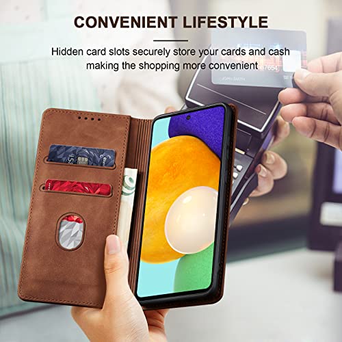 Image of Jasonyu Wallet Case for Samsung Galaxy A52 5G /4G /A52S 5G, Brown