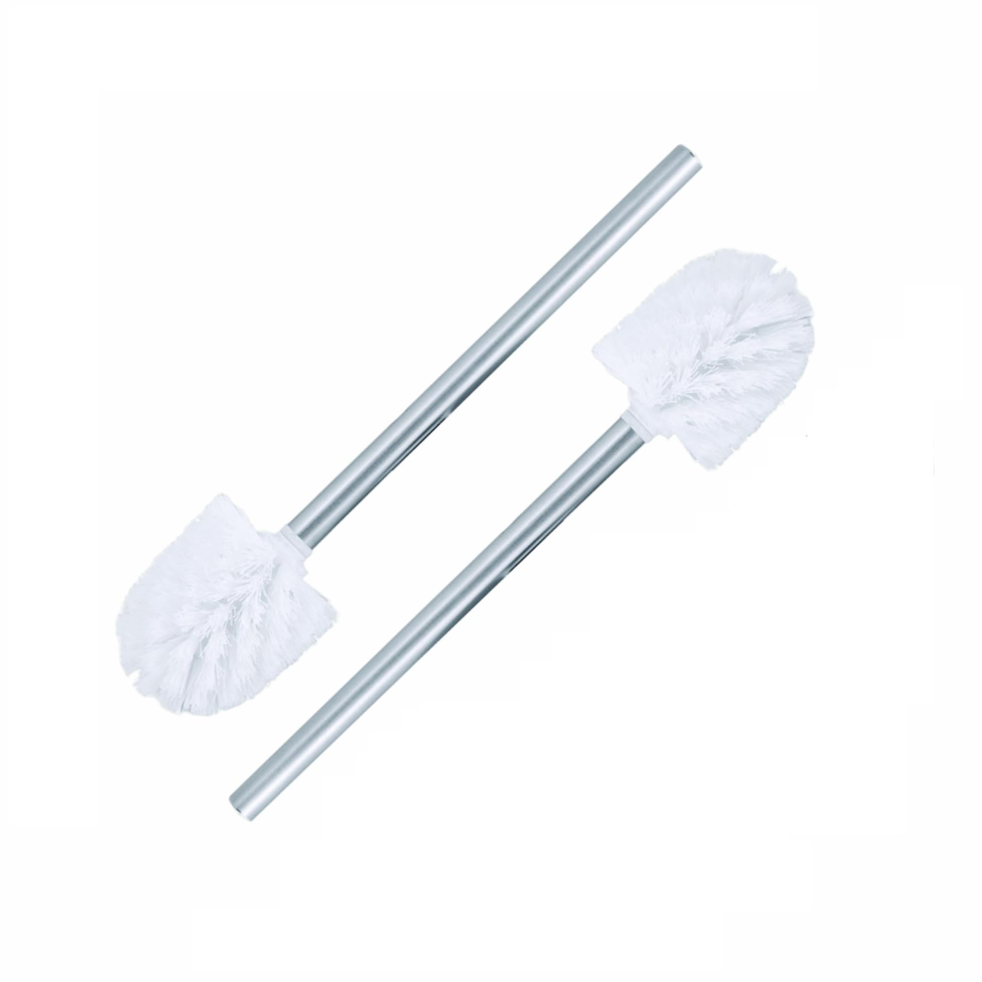 Toilet Brush With Non Slip Long Metal Handle And Plastic Tough Bristles Deep Cleaning Toilet Brushes Ideal For Bathroom And Toilet 35cm Length White Color (White Pack Of 2)