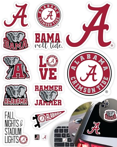 Image of Alabama Crimson Tide Stickers & Decals 14 Pc Set, Car & Water Bottle