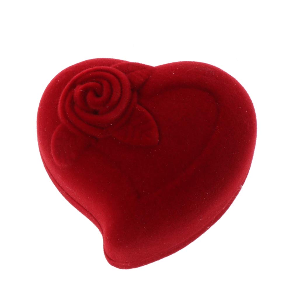 Xuancai Gift Red Rose Heart Shape Box Proposal Wedding Ceremony Velvet for Case for Earring Jewelry Wooden Box Wedding