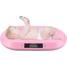 Baby Scale White Electronic Baby Scales with Large LCD Display Equipped with Towel and Ruler up to 20 kg for Weighing Babies Rabbits Cats Dogs