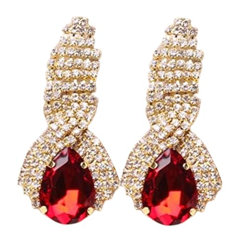 Pendientes colgantes grandes pendientes vintage strass elegante lujo 1 par pendientes rosa Bigiot