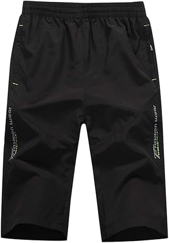 sandbank Mens Outdoor Capri Pants Quick Dry Hiking 3/4 Below Knee Shorts with Zipper Pockets