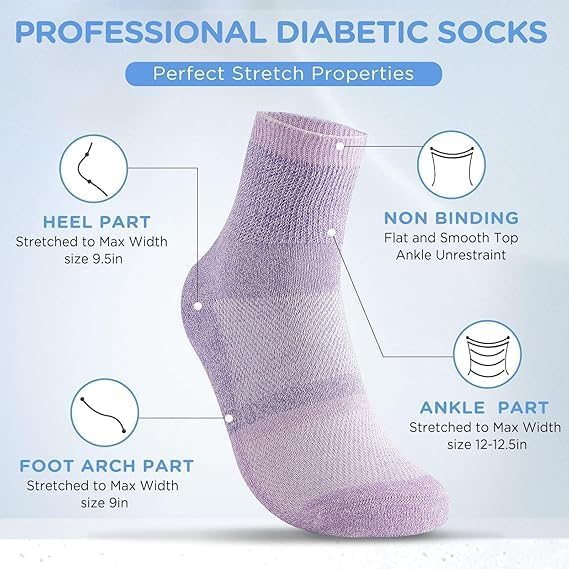 Bulinlulu Bamboo Viscose Diabetic Socks, 6 Pairs Non Binding Ankle Socks, Reinforced Toe, Size 6-9/9-11/13-15 - Image 3