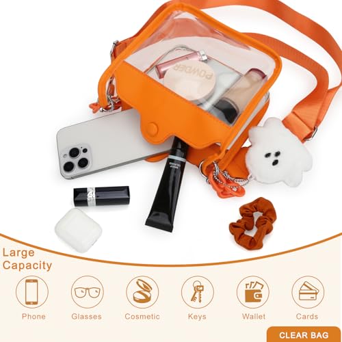 Image of Clear Bag Stadium Approved, Small Crossbody Bag for Concerts Sports Events, Clear Clutch Purses for Women