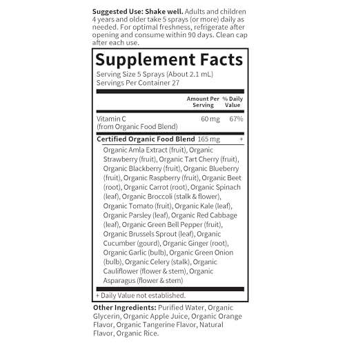 Garden of Life Organics Vitamin C Spray Featuring Amla Berry – Liquid Vitamin C Supplement for Immune & Skin Health Support, USDA Organic, Non-GMO, Vegan, Orange Tangerine Flavor, 2 Fl Oz Bottle - image 7