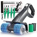 Electric Grill Brush Rechargeable, Dual Brush Heads Design Cordless Electric BBQ Grill Cleaner with Replaceable Head (Gray)