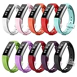 AIUNIT Compatible Fitbit Alta HR and Alta Band Large, Accessory Replacement Wristband Strap W/Secure Metal Clasp for Fitbit Alta and Alta HR/Ace Fitness Tracker Women Men Boys Girls(10 Pack Smooth