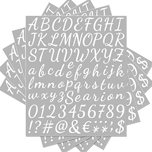 12 Sheet 1000 Pcs White Self Adhesive Vinyl Letters Numbers Kit, Letters Numbers