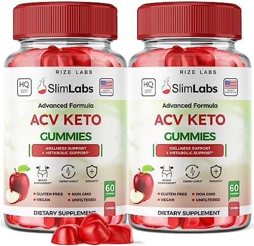 (2 Pack) Slim Labs ACV Gummies – Slim Labs Weight Loss Gummies – Slim Labs Gummies Oprah Keto+ACV Winfrey Shark SlimLabs Tank Belly Fat Diet Gummy AC Gummies Reviews Gomitas (120 Gummies)