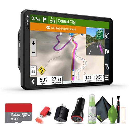 Garmin RV 895 GPS RV Navigator, 8” Large Easy-to-Read, Custom Routing, High-Resolution Birdseye Satellite Imagery, Directory of Parks and Services, Landscape/Portrait View Display Bundle