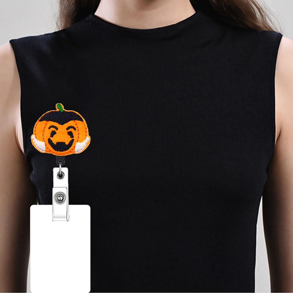Uchwyt na kołowrotek z identyfikatorem, 10 opakowań, chowane, urocze wzory czaszki na Halloween, do pracy, biura, krokodylka, akcesoria (zestaw 02-10 szt.)