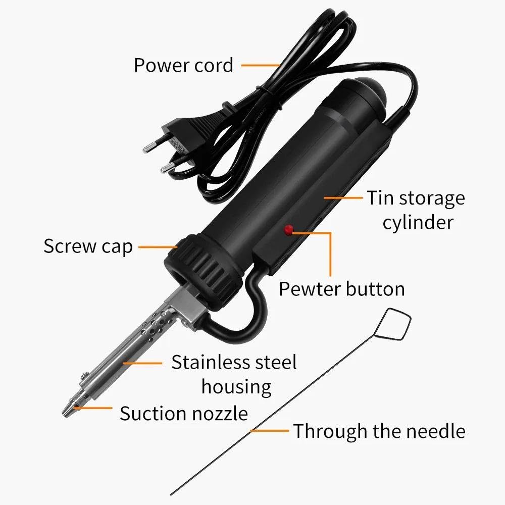 Pompe à dessouder,Funien Ventouse à souder électrique, pompe à dessouder automatique avec 3 buses d'aspiration à souder, pistolet portable pour dispositif d'aspiration d'étain à souder sous vide, pri