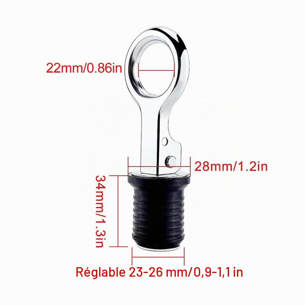 DONGKER Bouchon de Vidange Bateaux,2 Pièces Bouchon de Vidange,25mm/ 32mm Bouchon de Vidange Marine,304 Poignée en Acier Inoxydable,Bouchon de Vidange Accessoires Nautiques