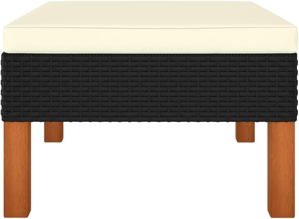 Outdoor Chair,Lounge Chair,Comfortable Sofa,for Patio Lawn Garden Backyard Deck,Footstool Poly Rattan and Solid Eucalyptus Wood