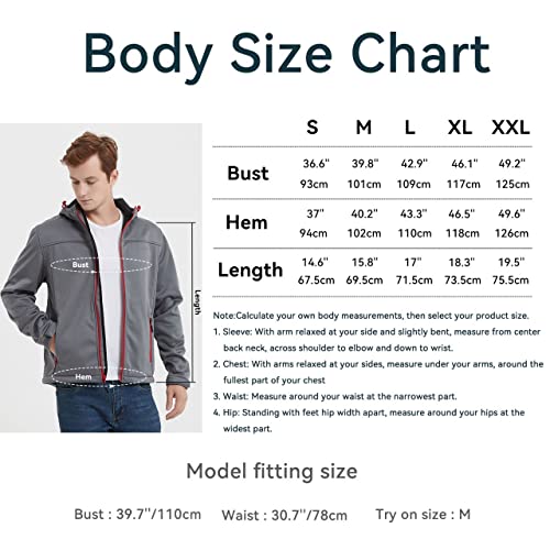 Atlaslava Men's Fleece Lined Softshell Jackets Contrast Color Water Resistant Windbreaker Winter Snow Coat Hooded #TOP5