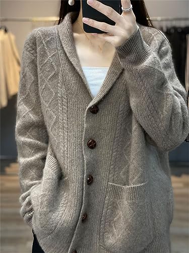 Autumn Winter Knitted Cardigan Women's Wool Cashmere Sweater V-Neck Loose Large Size Coat Jacket Female2