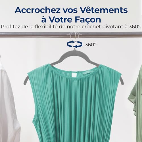 Cintres en velours gris pour dressing : lot de 50 cintres gain de place fins et robustes 3.6kg