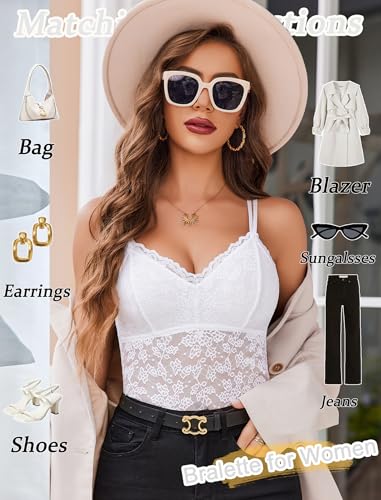 Image of Avidlove Lace Bralette for Women V Neck Camisole Lingerie Spaghetti Strap Tube Slim Tank Top