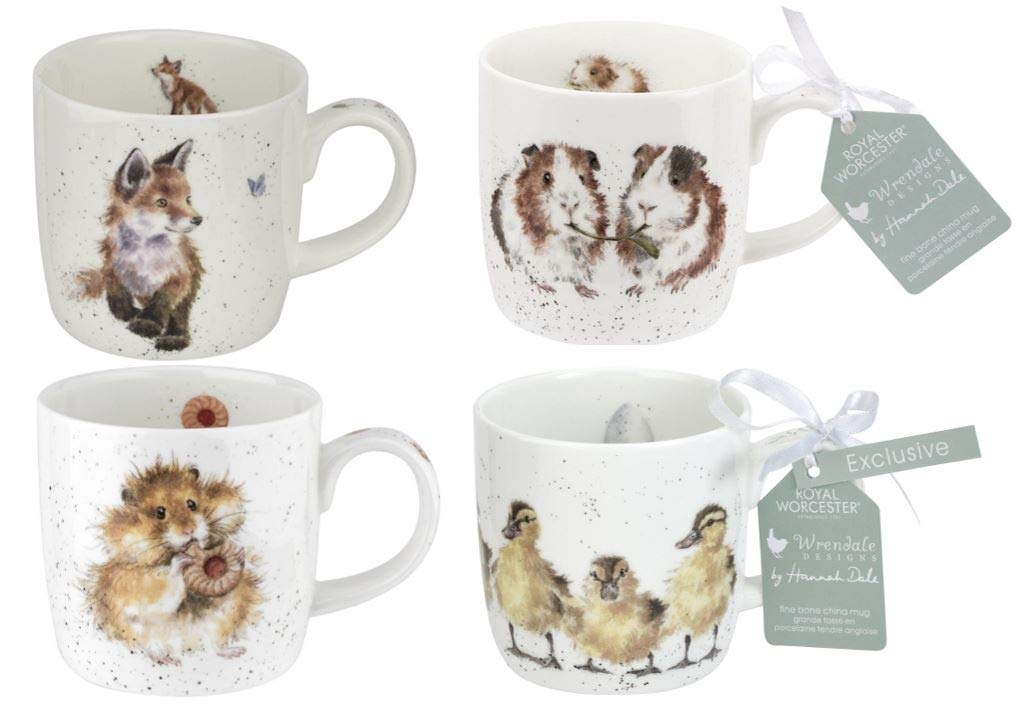 Wrendale DesignsRoyal Worcester Cute Animal Collection Set of 4 Mugs