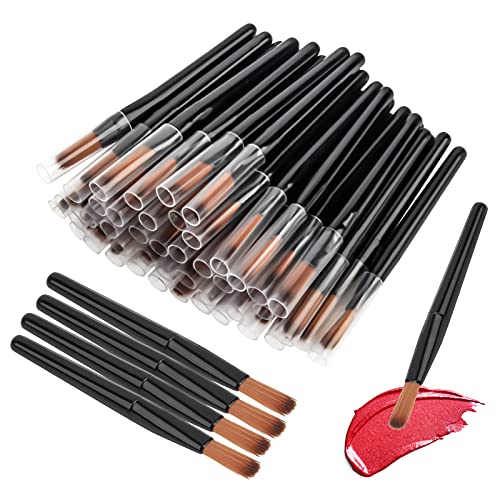 50Pcs/Set Lip Brushes, Disposable Lip Brush Lip Gloss Makeup Brush, Lipstick Gloss Wands Applicator Cosmetic Tool Kitsï¼ˆBlackï¼‰