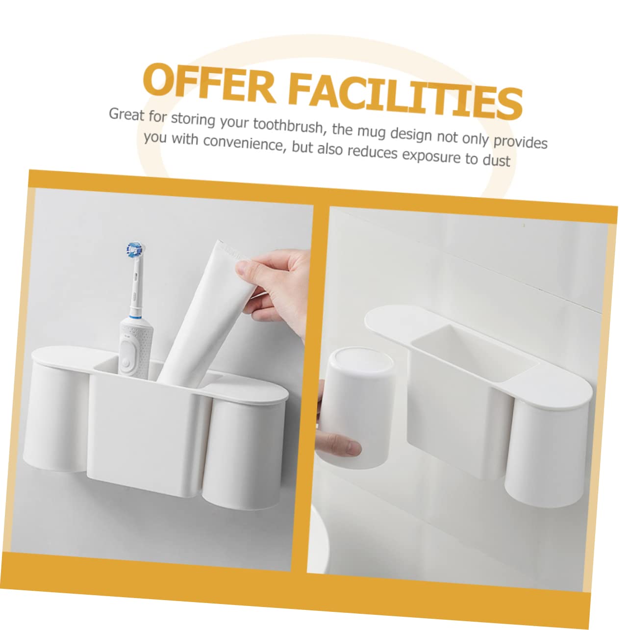 WOONEKY Soporte Magnético para Cepillos De Dientes Estante De Baño Vaso para Lavar Sin Perforaciones
