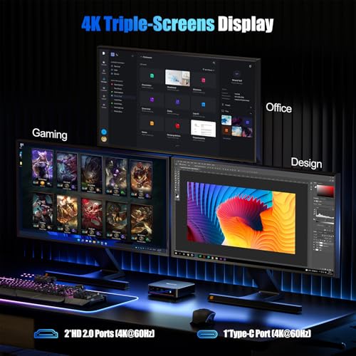 Image of Trycoo WI6 Mini PC Computer Alder Lake N95(Up to 3.4GHz), 8GB DDR4 256GB SSD, Desktop Mini Computer 4K Triple Display, Type-C, Dual HDMI, RJ45 LAN Ethernet, WiFi5, BT4.2 for Office, Home, Business