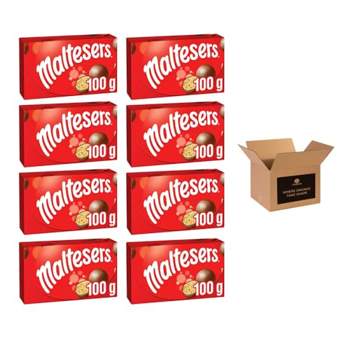 Maltesers Chocolate Gift Box & Snack Packs | Milk Chocolates with Honeycomb | Vegetarian Chocolate Treats for Birthdays Xmas & Parties | Fillers Party Bag Sharing Maltesers-Box (8Pack x 100g)