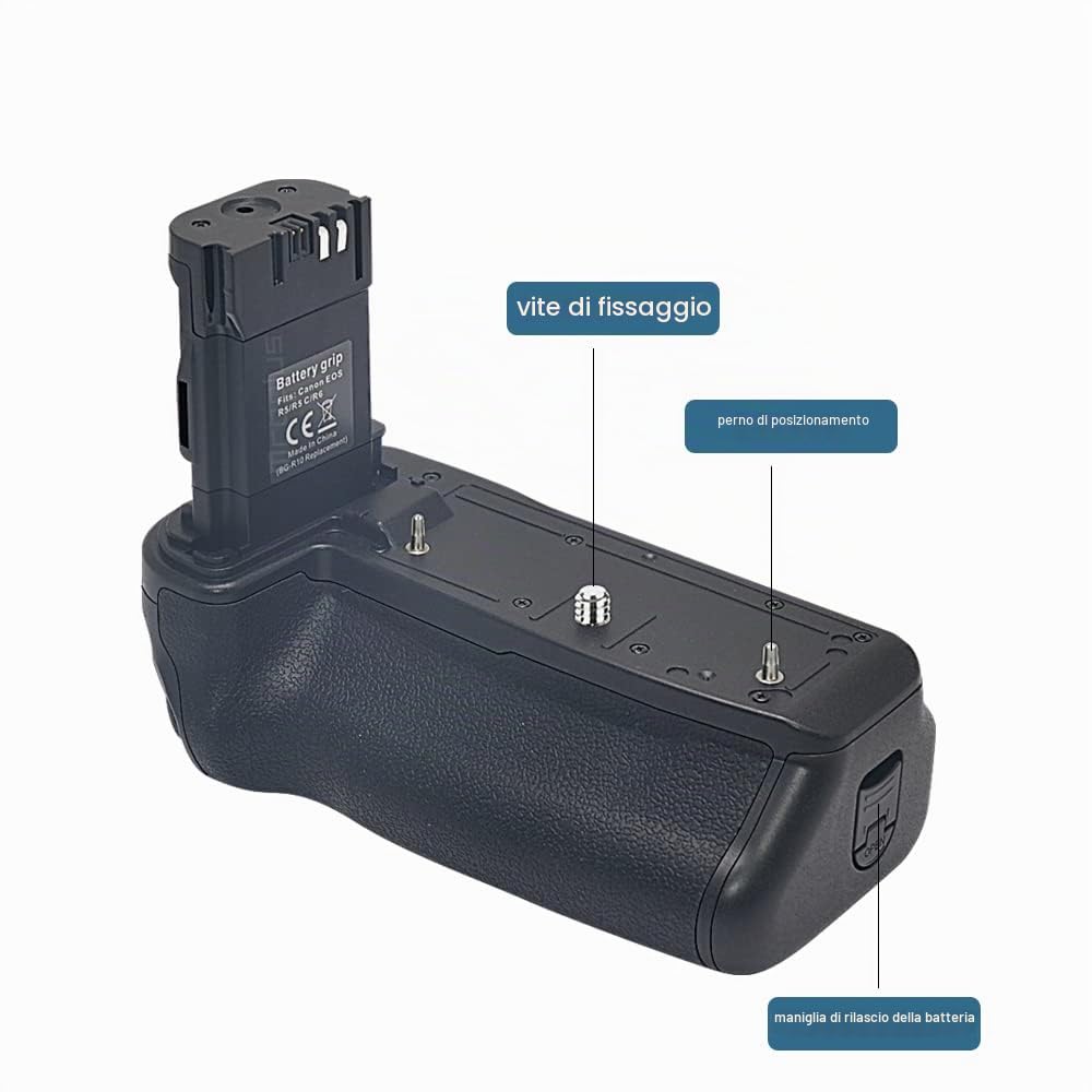 Bg-R10 - Impugnatura verticale con batteria multipla, sostituisce BG-R10, compatibile con fotocamere Canon EOS R5, R5C, R6, R6 Mark II, utilizza batterie LP-E6N / LP-E6NH / LP-EL (batteria non