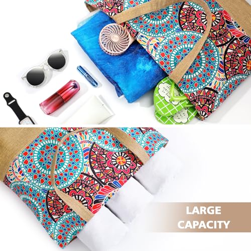 Image of Trifabricy Beach Bag for Women, Large Beach Tote Bags with Zipper, Woven Straw Tote Waterproof, Swim Gym Shopping Travel Bag