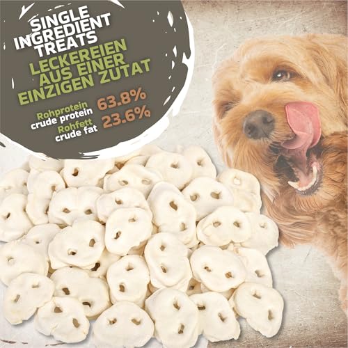 Schweinenasen für Hunde 1kg (ca. 45-55 Stück) | Getrocknete Schweinenasen Kausnack | 100% natürlich | Getreidefrei | Luftgetrocknet | Kauartikel für kleine & große Hunde
