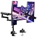 AVLT-Power Triple 27" Monitor Desk Stand - Easy Installation New Top Mounting -Mount Three 15.4 lbs Computer Monitors on 3 Full Motion Adjustable Arms - Organize Surface with Ergonomic VESA Mount
