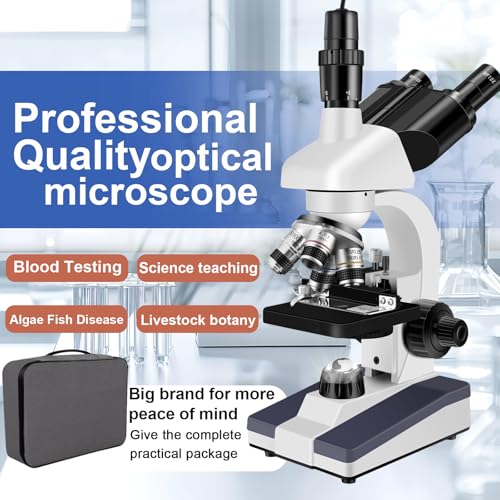 Microscópio trinocular ampliação de 40 x 5000 x, microscópio para adultos, grau de laboratório com d