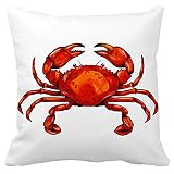 Leaveland Red Crab Sea Ocean Marine Animal 18x18 Inch Square Throw Pillow Cover Decorative Soft Cush