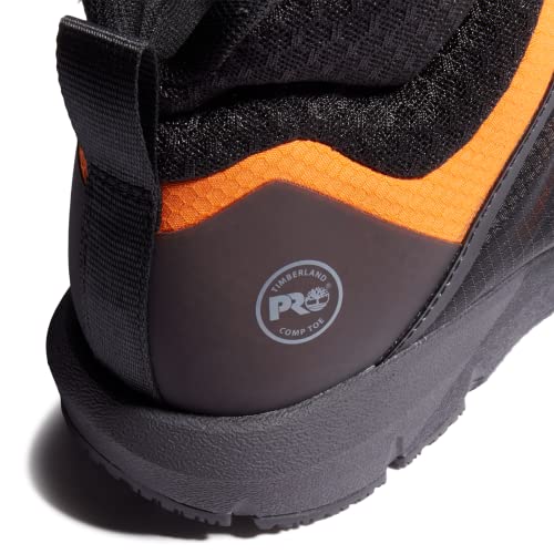 Timberland PRO Men's Radius Mid Composite Safety Toe Industrial Athletic Work Shoe, Black/Orange-2024 New, 10M