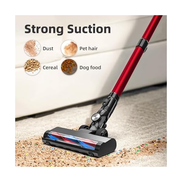 VEGREM Akku Staubsauger 25Kpa, Staubsauger Kabellos 160W mit 2 Saugmodi, LED-Leuchten, Cordless Vacuum Cleaner mit Leistungsanzeige, bis zu 40 Minuten Laufzeit – Bild 3