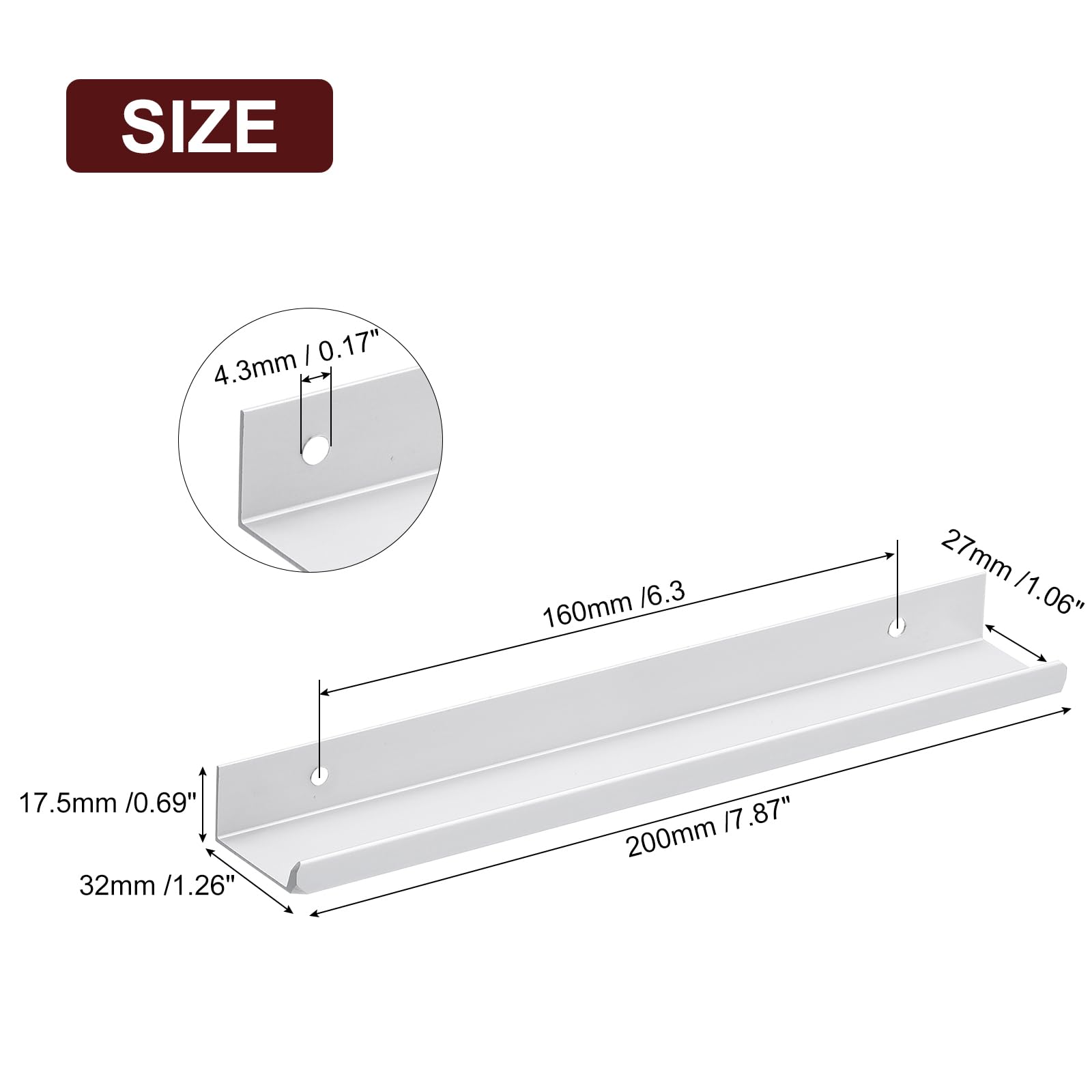 QUARKZMAN Tirador de Borde de Armario, 6 piezas de 200 mm/7.87 Tiradores Ocultos de Aleación de Aluminio para Cajón de Cocina en Casa, Plateado