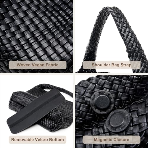 Image of MELOLILA Large Woven Tote Bag for Women Weave Purse Woven Leather Handbag