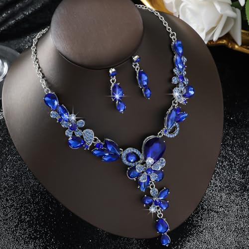 Image of Shining Diva Fashion Stylish Design Fancy Crystal Necklace Jewellery Set for Women | Trendy Celebrity Inspired Jewellery