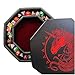 Fantasydice- Rosso - Monocrone da guerra - Vassoio per riporre e rotolare dadi - Ottagono 20 cm con coperchio e area di scena dei dadi - Contiene 5 set (7 dadi/standard) per tutti gli RPG da tavolo