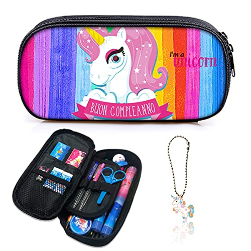 Trousse à Crayons Licorne, Licorne Trousse à Crayons Enfant Licorne Trousse à Crayons Compartiment pour Enfants Stockage de la Papeterie pour les étudiants Adolescents Cover