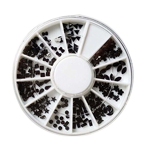 5 Kästen Schwarzer Nagelschmuck Abziehbilder 3D Self-Adhesive Nail Art Deko-Tipps