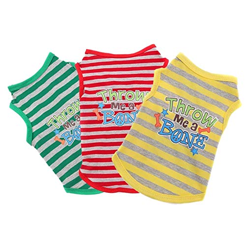 KUTKUT 3 Pieces Stripe Print Pet Vest Breathable Autumn,Spring & Summer Cotton Sleeveless Shirt For Small Dog And Cat (Size: L, Chest Girth 45Cm, Neck Girth 32 Cm, Back Length 34 Cm),Assorted (B08XWJ6Y41) Amazon Price History, Amazon Price Tracker