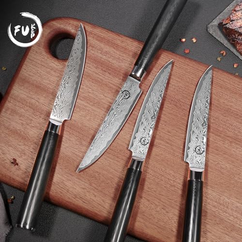 Steak knives Set of 4, Super-Sharp 5 Inch Damascus Steak Knife Set, Japanese VG10 Core Steel - Non-Serrated Steak Knives with Case - Image 5