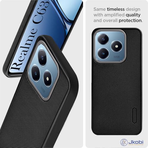 Image of Jkobi Back Cover Case for Realme C63 (Textured Grip Design | Camera Protection | Slim and Light Weight | Soft Touch and Feel | Black)