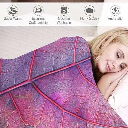 Couverture micro-polaire de qualite superieure avec motif feuilles structurees - 4