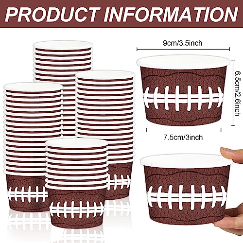 Image of gisgfim Football Party Snack Chili Bowls Supplies for 50 Guests Disposable 9 oz Football Theme Serving Snack Bowl Paper Bucket Treat Cups for Birthday Game Day Sports Events Food Party