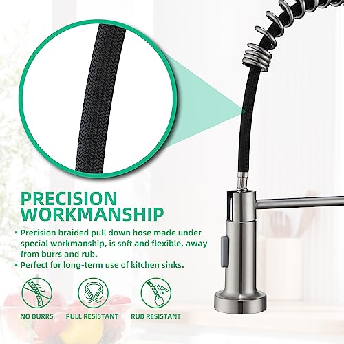 ATPCOLTD Kitchen Sink Faucets, Kitchen faucets with Pull Down Sprayer Stainless Steel Brushed Nickel Single Handle Single Hole Faucet (Brushed Nickel) — view 5