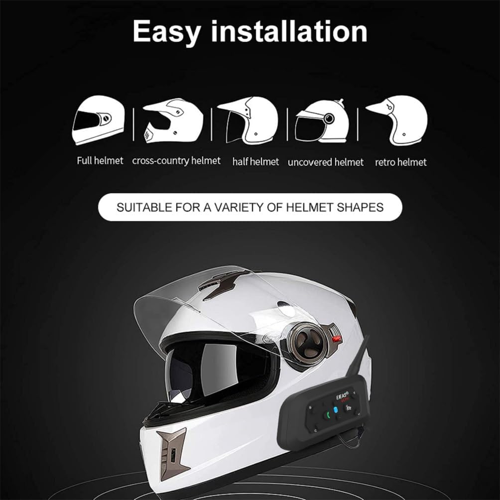 V6 Pro interphone Moto imperméable casque Bluetooth pour moto, Ski, Vélo, automobile (1200 m/MP3/GPS/Duplex complet/240H en attente/Communication Entre 6 personnes)